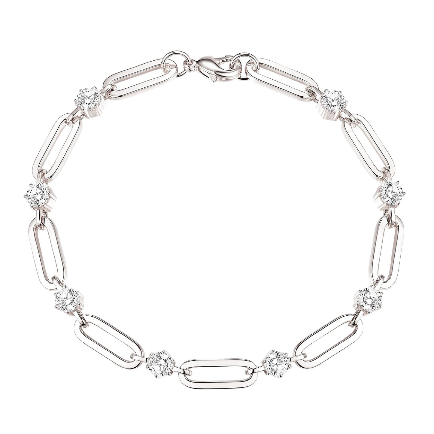 shinelab Paperclip Bracelet for Women Couple Bracelets with CZ Chain Strand Jewelry Gift for Girls_7.5inches