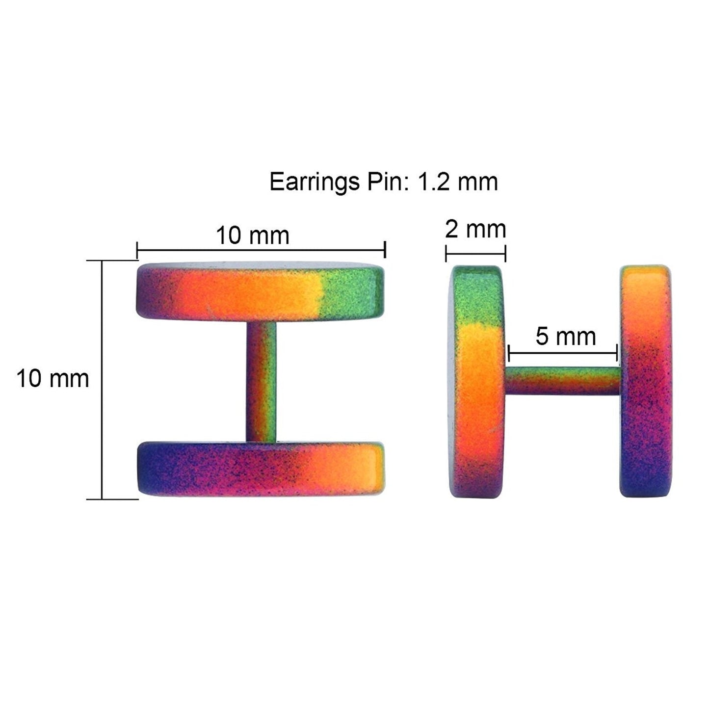 JEWELRIESHOP Fake Plugs Faux Gauge Earrings Stainless Steel Studs Circle Flat Back Cheater Illusion Tunnel Dumbbell Barbell Earrings Fake Ear Plugs for Women (16G, 6 Pairs, 10mm)