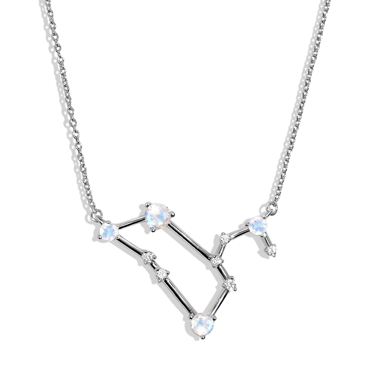 Moon Magic Moonstone Necklace - Leo Zodiac Constellation / 925 Sterling Silver - 18k Rose Gold - Yellow Gold Rainbow Moonstone Necklaces for Women/Authentic Rainbow Crystal Jewelry