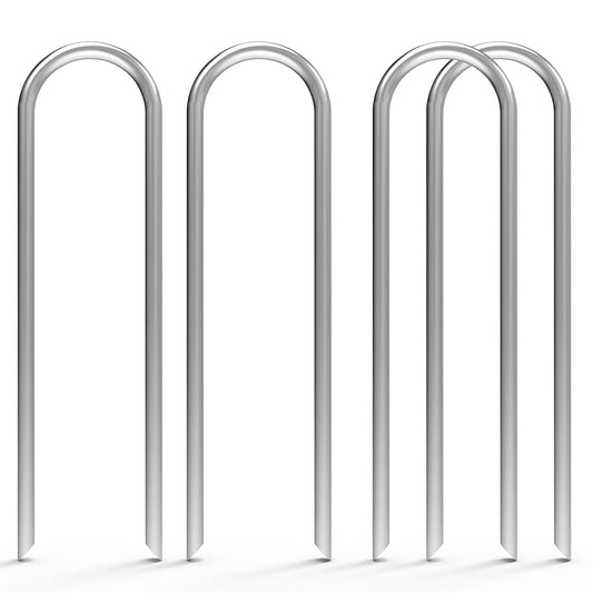 MySit 6 Inch 50 Pack U Shaped Garden Stakes, Heavy Duty 11 Gauge Galvanized Drip Irrigation Stakes Landscape Staples for 1/2" to 1-1/2" Soaker Hose, Weed Barrier, Yard Decorations, Fencing