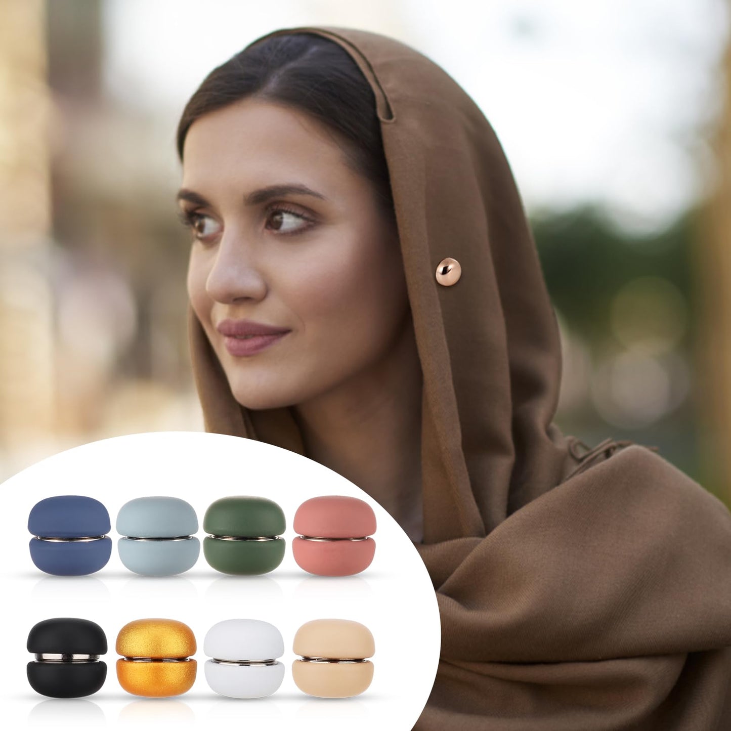 8pcs Strong Hijab Magnetic Pins, No-Snag Hijab Magnets Multi-Purpose Hijab Magnet Pins Colorful Pinless Brooch Small Magnetic Scarf Clasp for Women Hijabs Scarves Clothes