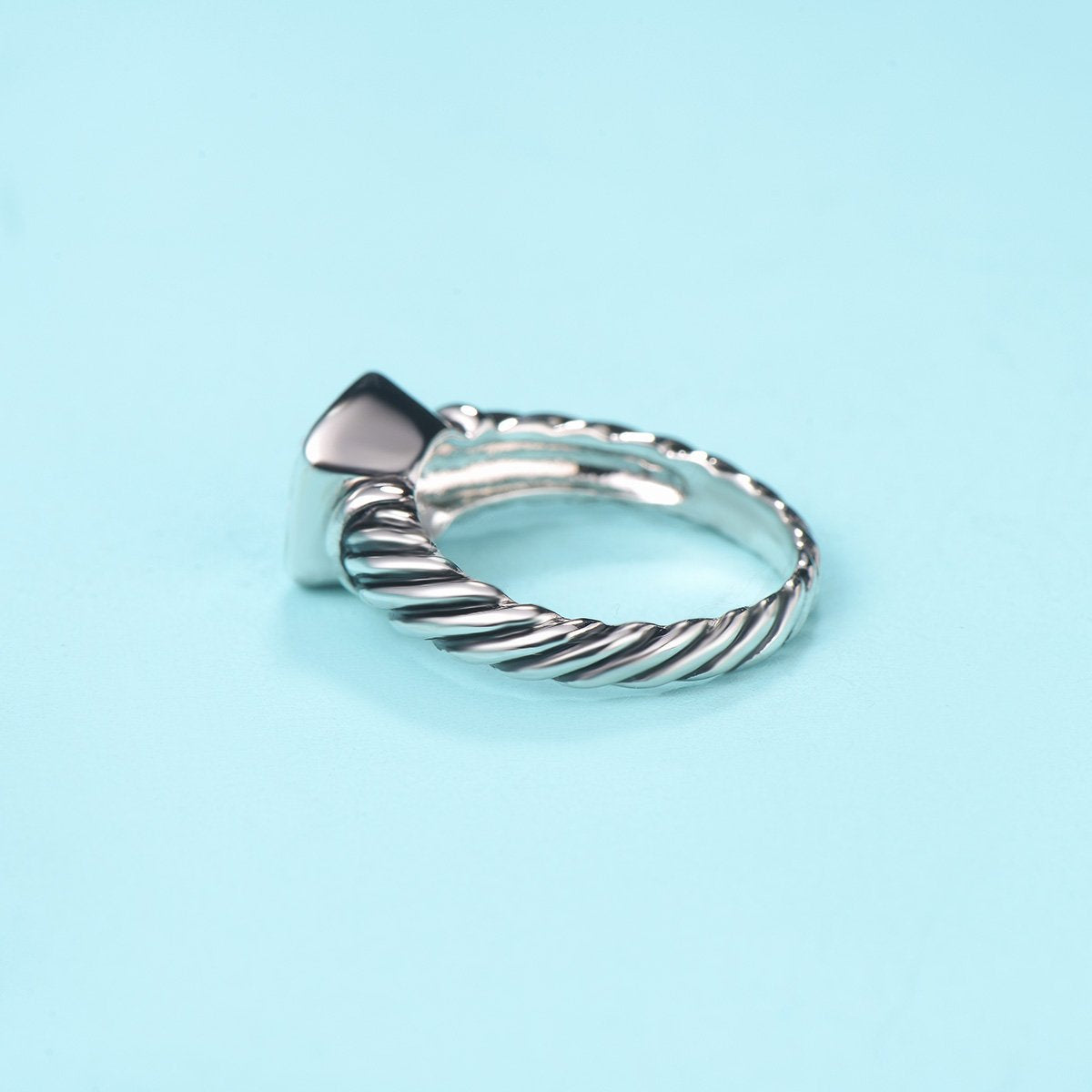 UNY Jewel Twisted Cable Wire Petite CZ Ring Designer Inspired Fashion Brand Christmas Valentine Women Dupes Jewelry Gift (Black, 7)