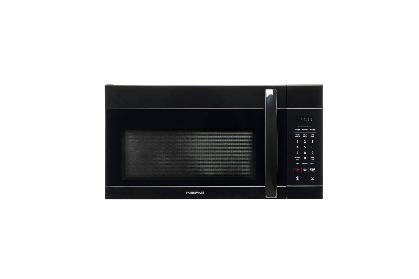 Farberware 1.7 Cu. Ft. Over-the-Range Microwave Oven – 1000 Watts Power, Auto Cook Settings, Defrost, Easy Clean and Child Safety Lock - Black