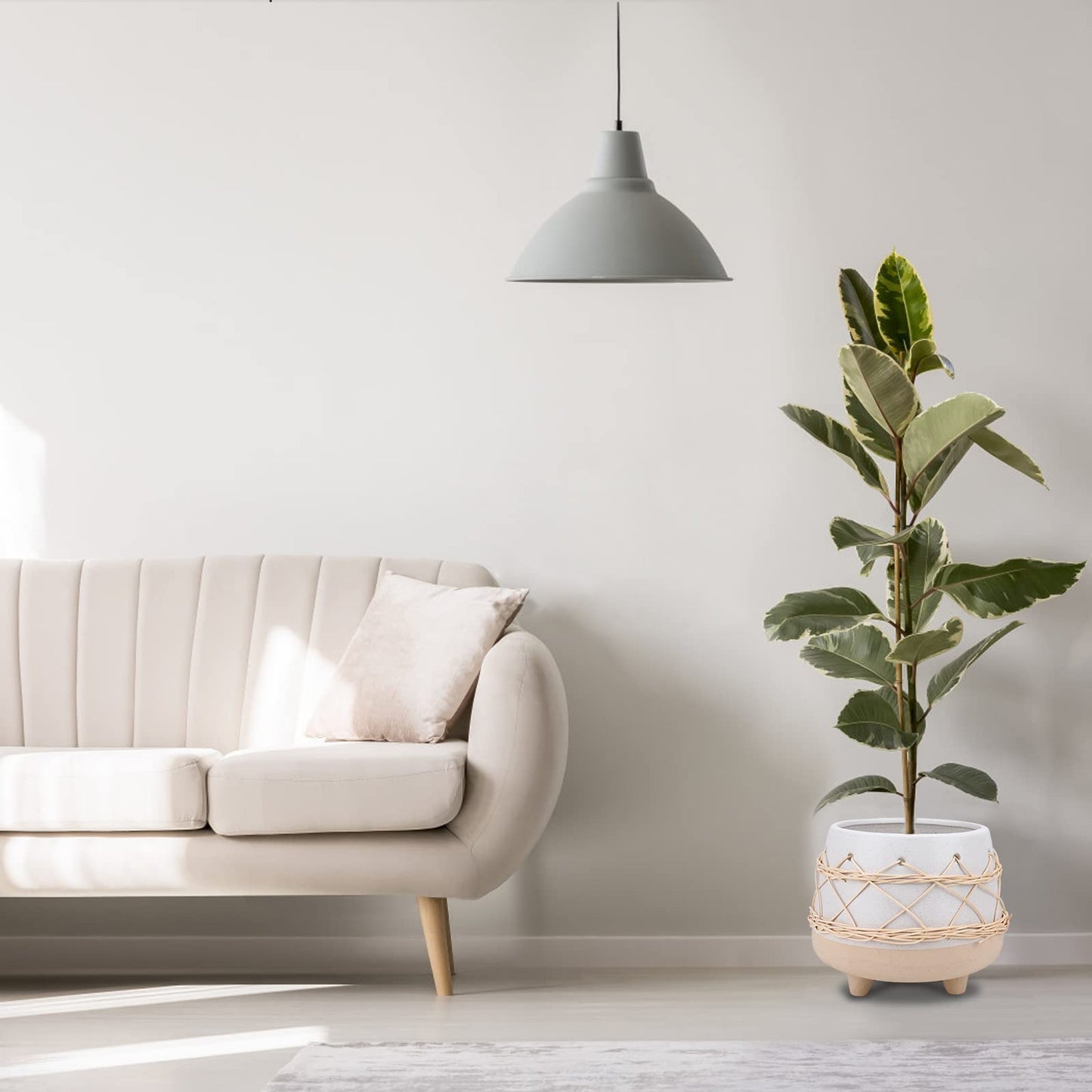 Chonsun Ceramic Planter 8 Inch Plant Pots Indoor Outdoor Planter with Drainage Hole Flower Pots Plant Pot Ceramic Mid-Century