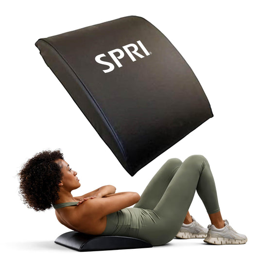 SPRI Ab Mat - Workout Mat Accessory for Abdominal Exercises, Sit-Ups, Crunches, Push-Ups, Core Training, and More - Portable Padded Shaped Mat with Curved Back Support for Toning Abs,Black