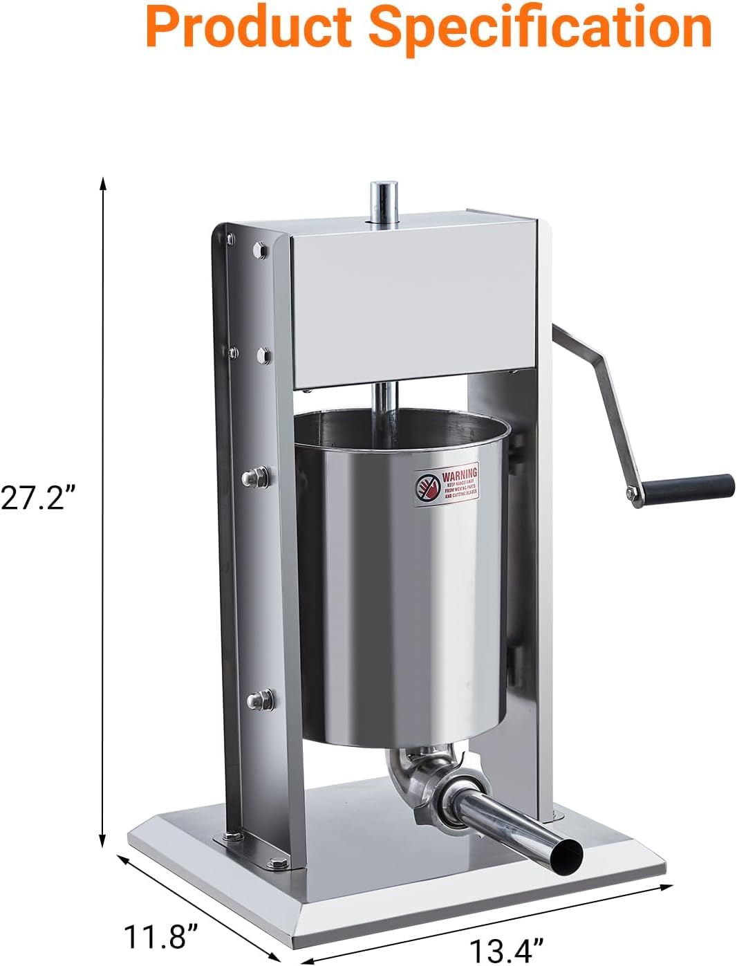 11LBS/5L Manual Sausage Stuffer | Dual-Speed Control & Stainless Steel Construction | Heavy-Duty Sausage Filler with 5 Tubes | for Home & Commercial Use