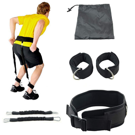Workouty YCYU Vertical Bounce Trainer Set Leg Strength Jump Training Waist Belt Ankle Cuff Resistance Band Home Gym Equipment