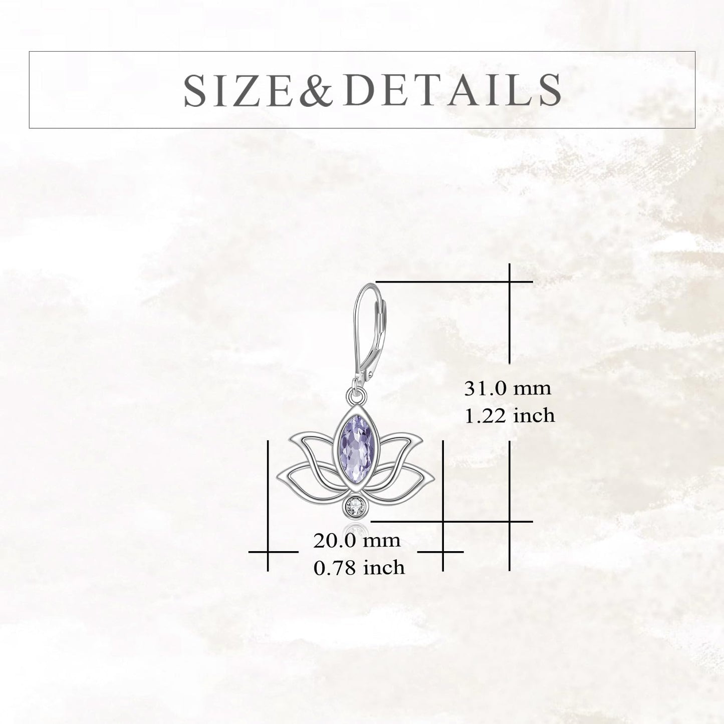 YFN Lotus Flower Earrings Sterling Silver Birthstone Lotus Leverback Dangle Drop Earrings Jewelry Gifts for Women (F. Jun)