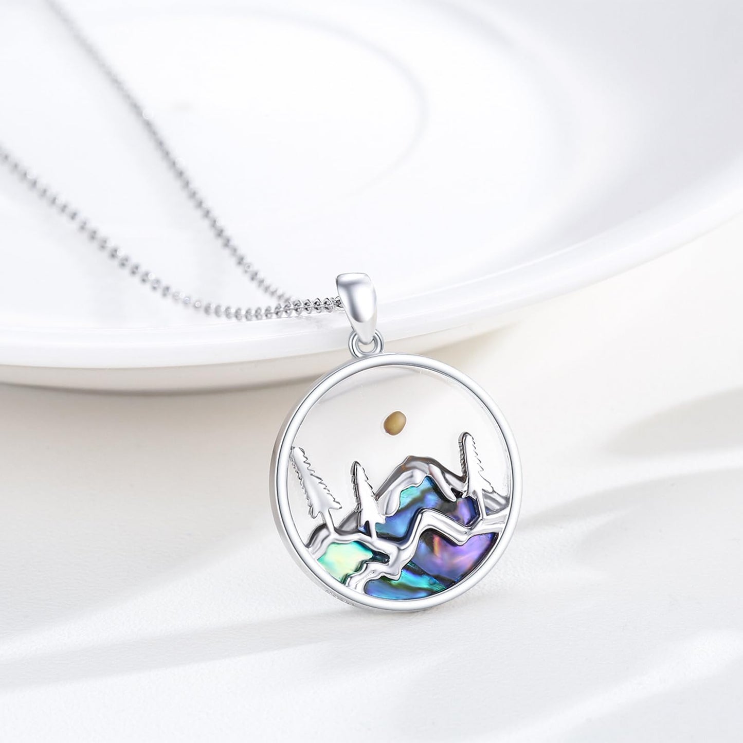 Suiknsn Mountain Necklace 925 Sterling Silver Faith Mustard Seed Pendant Necklace Outdoor Hiking Jewelry Gifts for Women Girlfriend