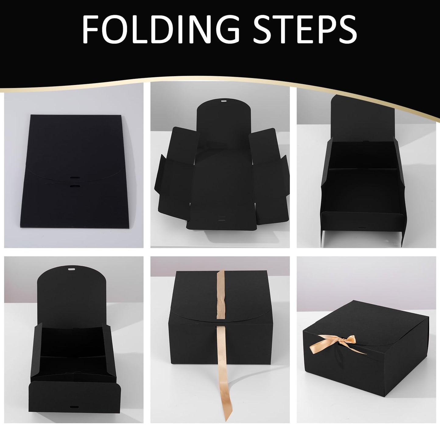 LWYMX 12 PCS Black Gift Boxes with Lids，9.8x7.8x3.9, Bridesmaid Proposal Box with Ribbon, Gift Boxes for Wedding, Christmas, Valentine's Day,Birthday,Baby Shower and the other Parties