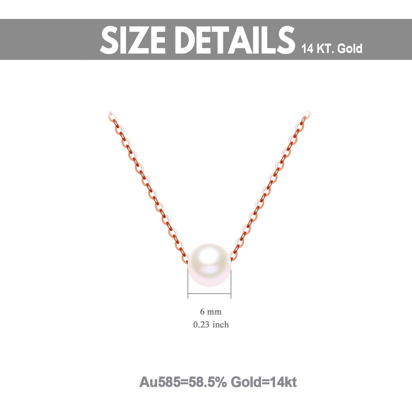14K Solid Gold Pearl Necklaces for Women, Real Freshwater Cultured Pearl Choker Necklaces Fine Jewelry Gifts for Her, Mom, Wife 16"-18"