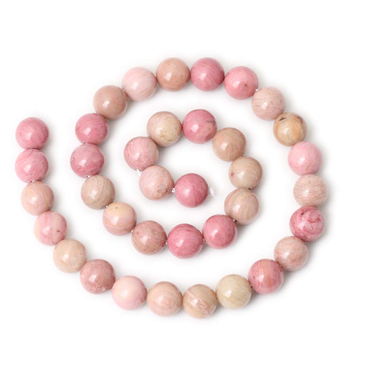 CHEAVIAN 35PCS 10mm Natural Rhodochrosite Gemstone Smooth Round Loose Beads for Jewelry Making DIY Findings 1 Strand 15"