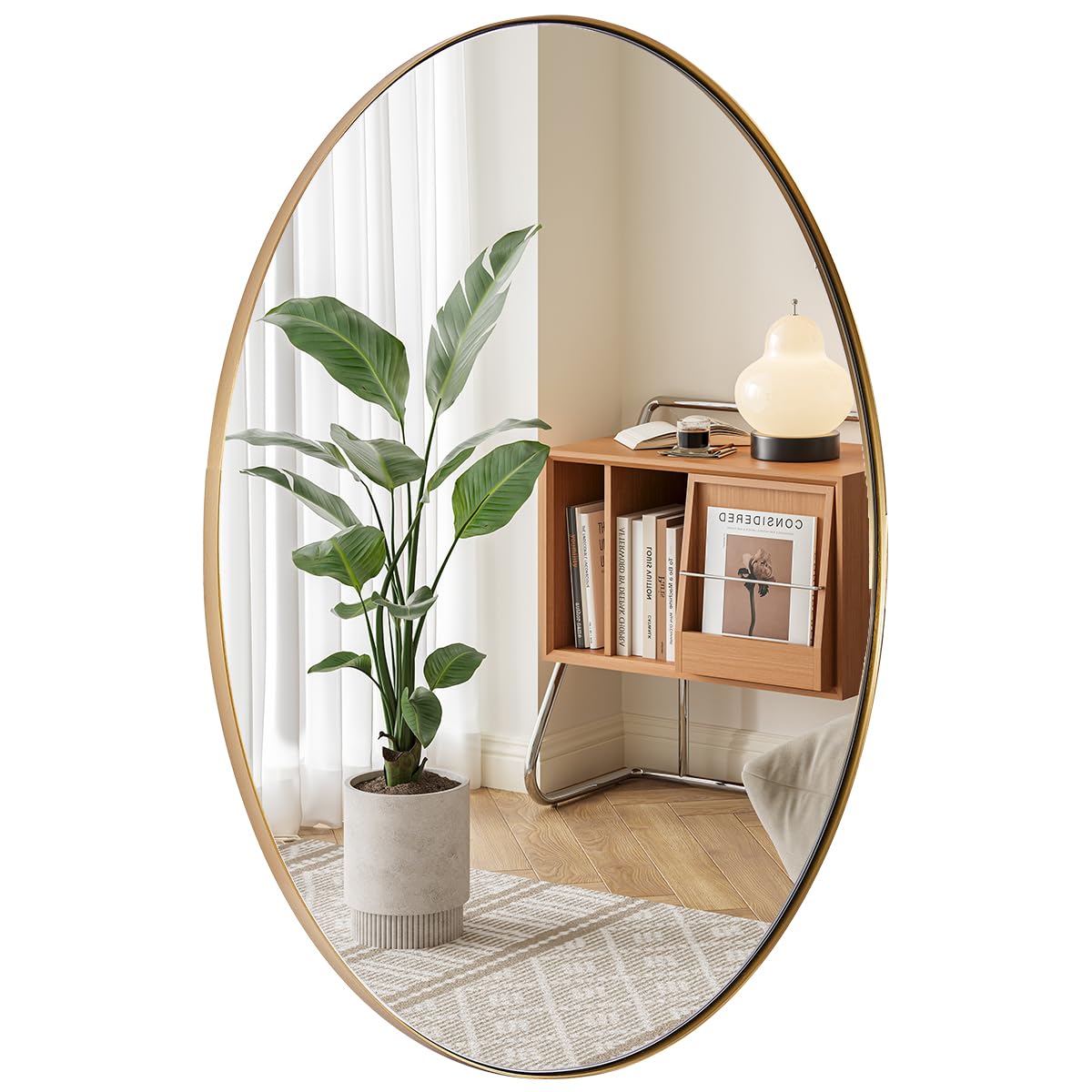 ANDY STAR Gold Oval Mirrors for Bathroom, 22x30 Inch Brushed Gold Stainless Steel Metal Framed Oval Wall Mirror, Modern Vanity Mirror Wall Mount Horizontal or Vertical