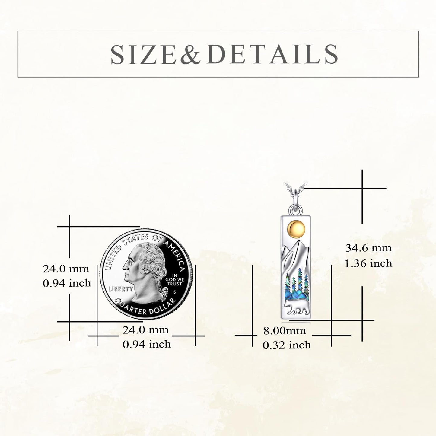 YFN Mountain Necklace for Women Sterling Silver Nature Jewelry Gift for Skiers, Hikers, Campers, Climbers and Nature Lovers (Silver-Sun Bear Mountain Necklaces)