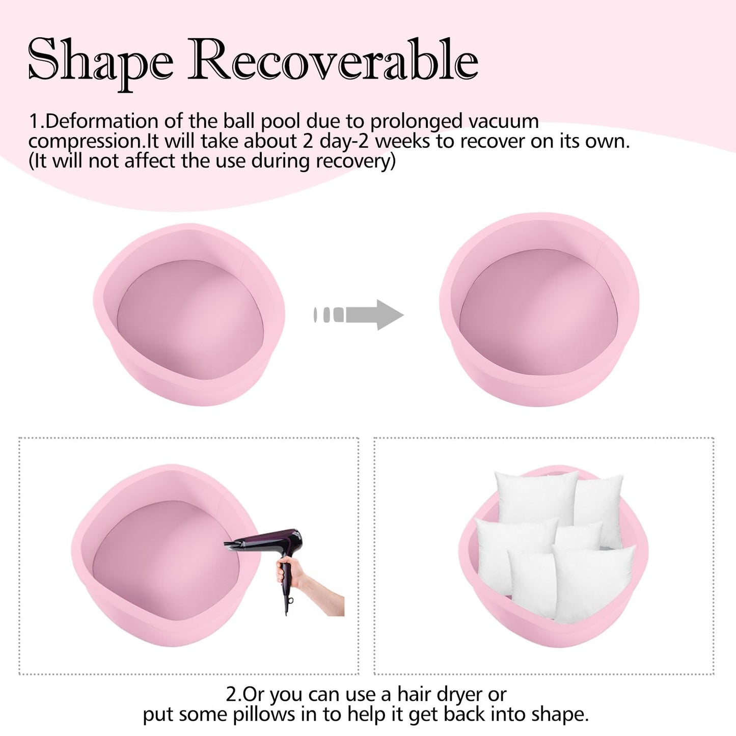 SHJADE Ball Pit for Toddlers, 35.4"x 11.8" Foam Ball Pits, Indoor Soft Round Baby Playpen for Children, Ideal Gift for Toddlers, Pink, (Balls not Included)