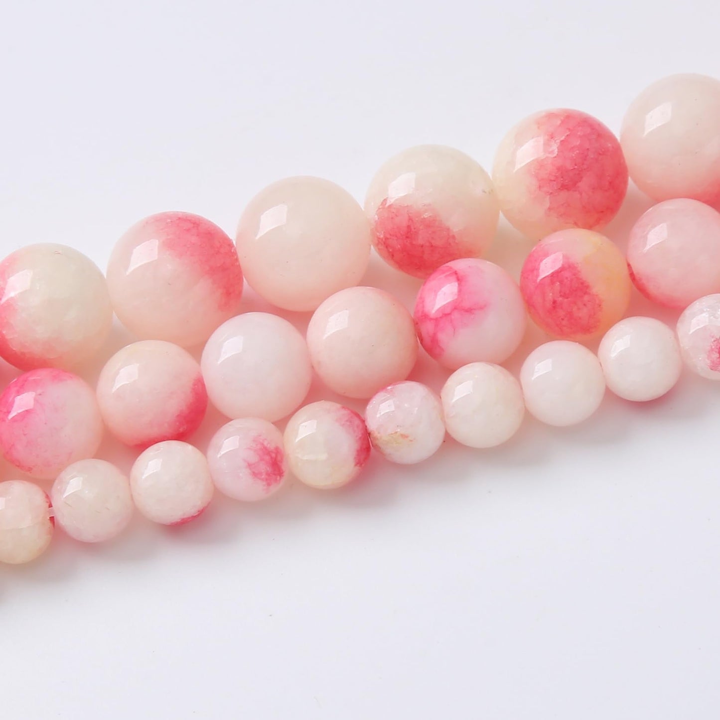 Peach Jade Beads Gemstone Round Crystal Energy Stone Beads for Jewelry Making DIY Bracelet Necklace 1 Strand 15.5inch 35PCS 10MM