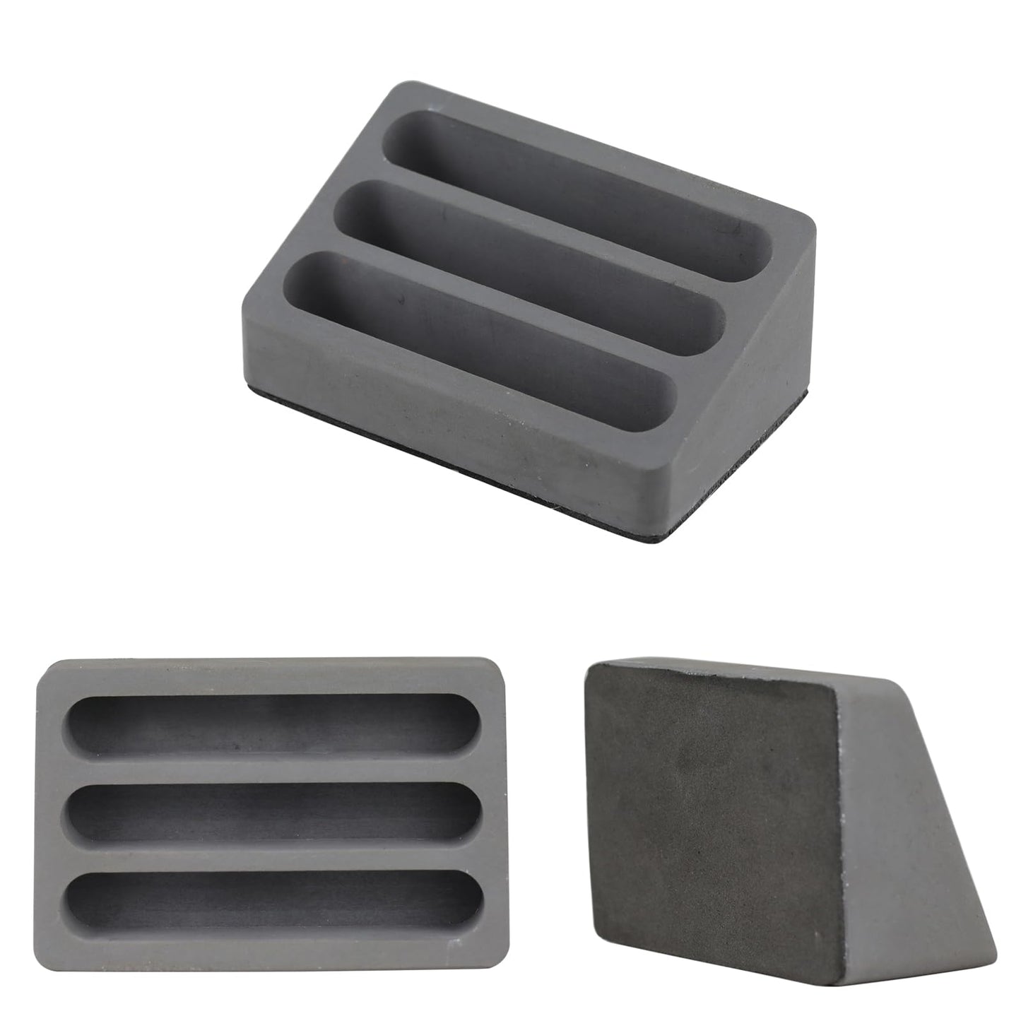 FREELOVE Desktop Card Holder, Concrete, Handmade, 3 Stair 3 Slots, Fits 30-50 Business Cards, Stone Weighted, Smooth Finish, Eva Base, Office Desk Organizer (Dark Grey, Small)