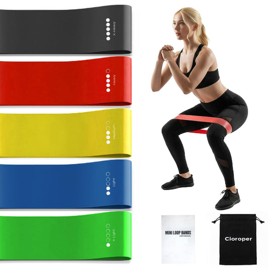 Cioroper Resistance Bands for Working Out Exercise Loop Bands Workout Bands Set for Men Women Body Stretching, Pilates Yoga Physical Therapy, Leg Glute Arm Exercise Kit, Set of 5