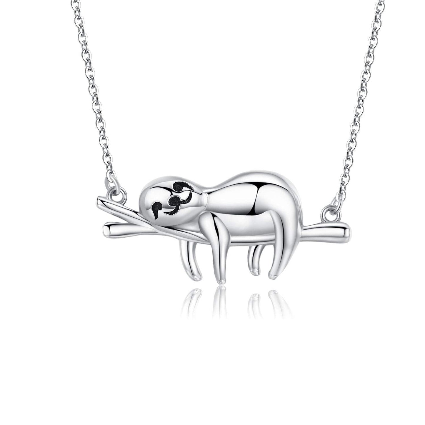 JUSTKIDSTOY Sloth Necklace for Women Sterling Silver “Slow Down Be Happy” Sloth Pendant Necklace Cute Animal Jewelry Graduation Gifts for Daughter
