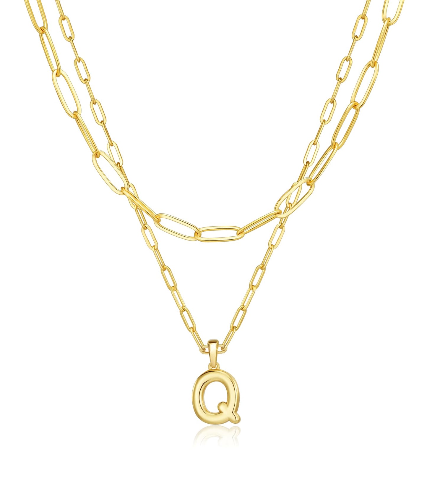 adoyi Gold Heart Initial Necklaces for Women Hers Dainty 14K Gold Plated Heart Layered Letter Q Pendant Necklace Stack Jewelry Birthday Valentines Gifts for Women Mom and Wife