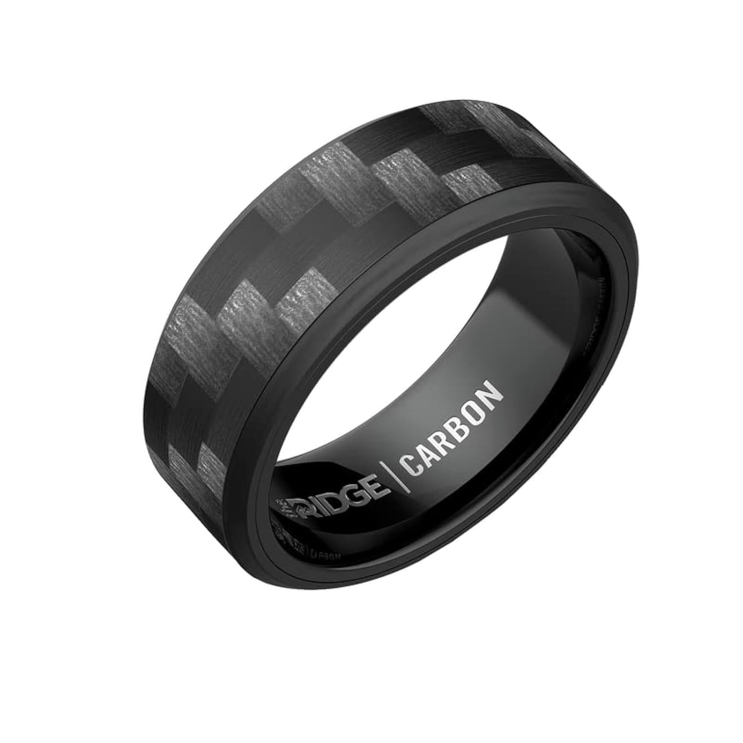 The Ridge Carbon Fiber 3K Beveled Ring Comfort Fit Wedding Band - 12