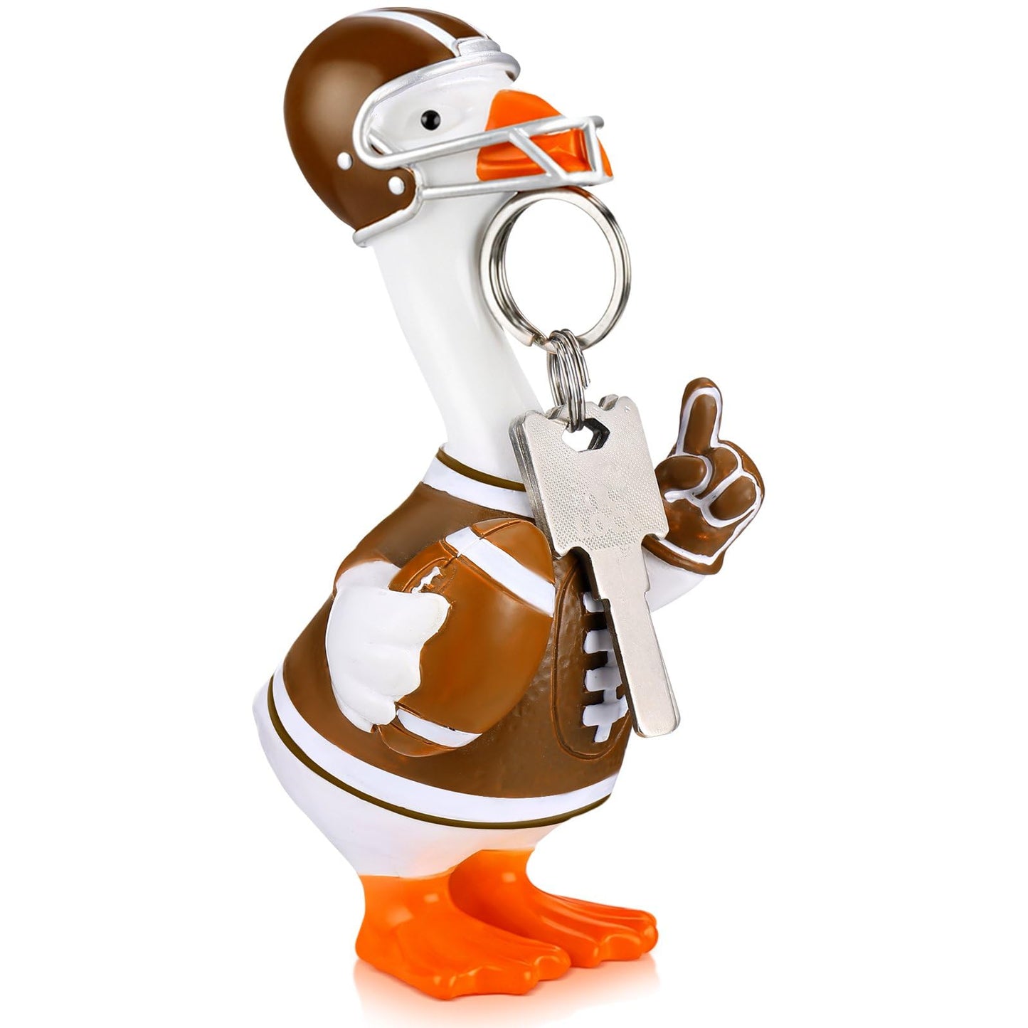 Bucherry Football Magnetic Goose Key Holder 6 Inch Resin Goose Figurine Football Player Helmet Design with Strong Magnet Beak Office Desktop Key Organizer Entryway Table Decoration Sports Gift