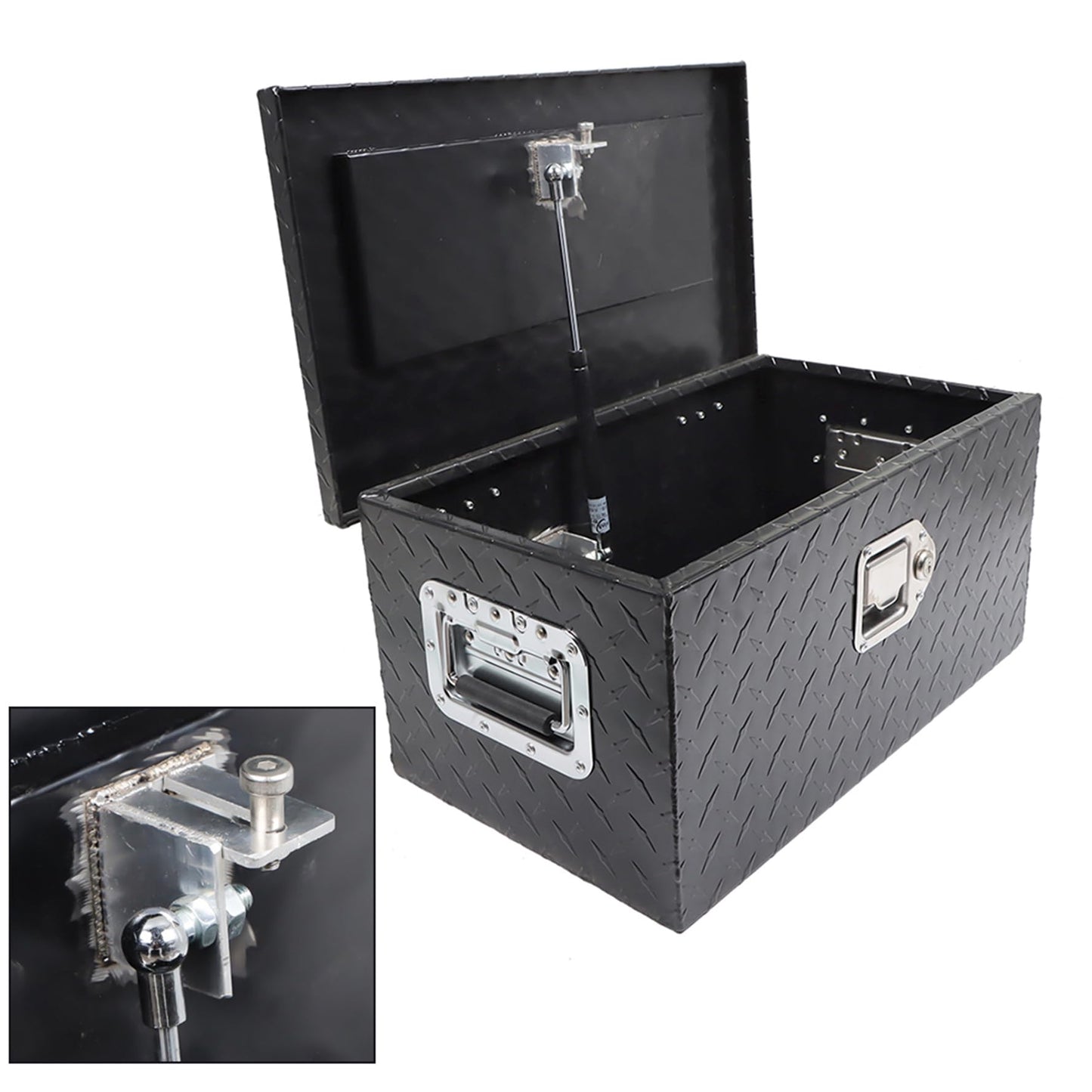 munirater 20 Inch Aluminum Tool Box Storage Truck Underbody Flatbox Replacement for Pick Up Truck Bed ATV RV Trailer W/Lock and 2 Keys Black