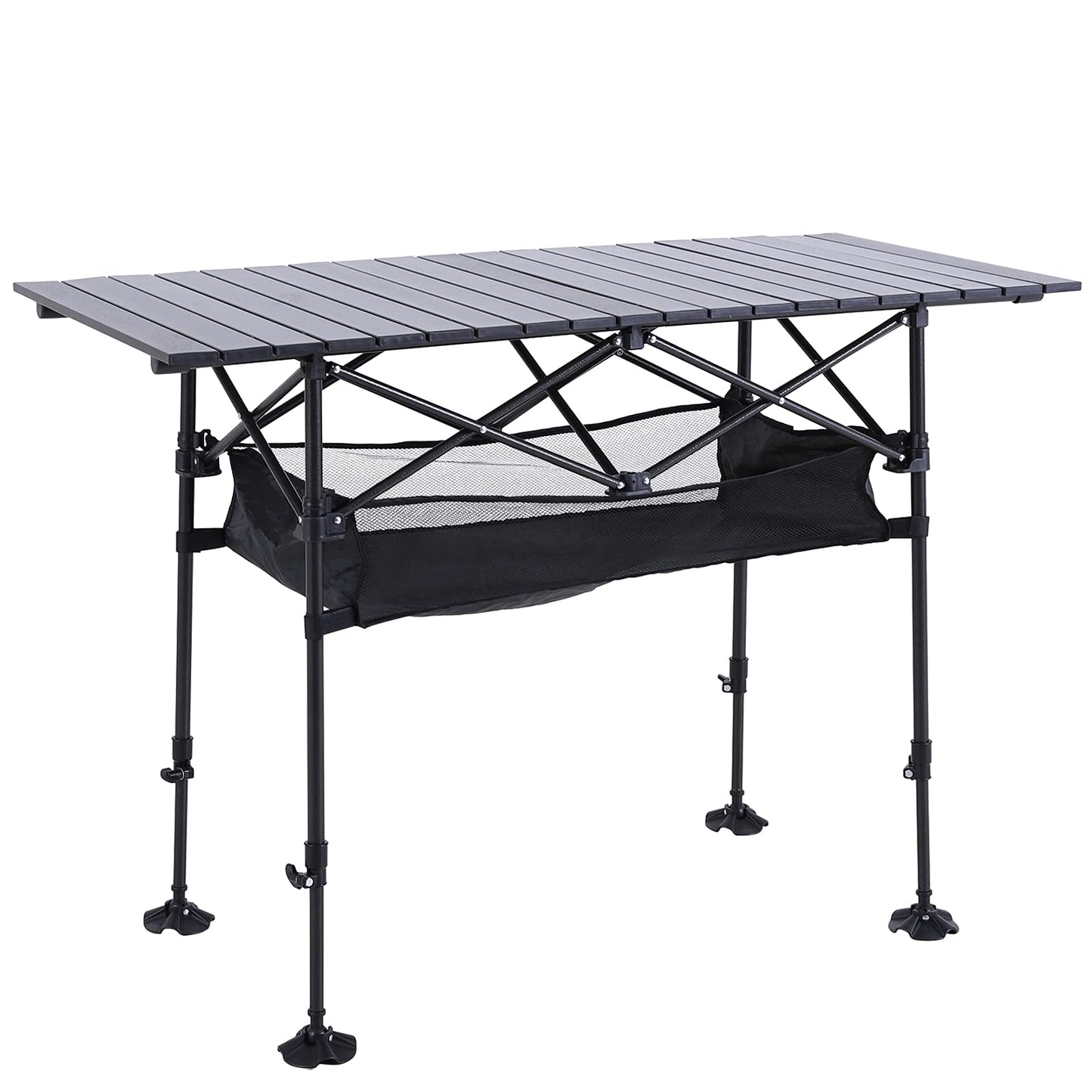 ALPHA CAMP Camping Table Outdoor Portable Adjustable Aluminum Table with Storage for Grill Travel Picnic Beach BBQ Backyards