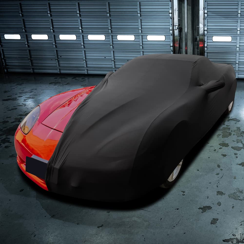 WinPower Indoor Sports Car Cover Stretch Dustproof Protection Full Car Cover for Underground Garage, Car Show, Black