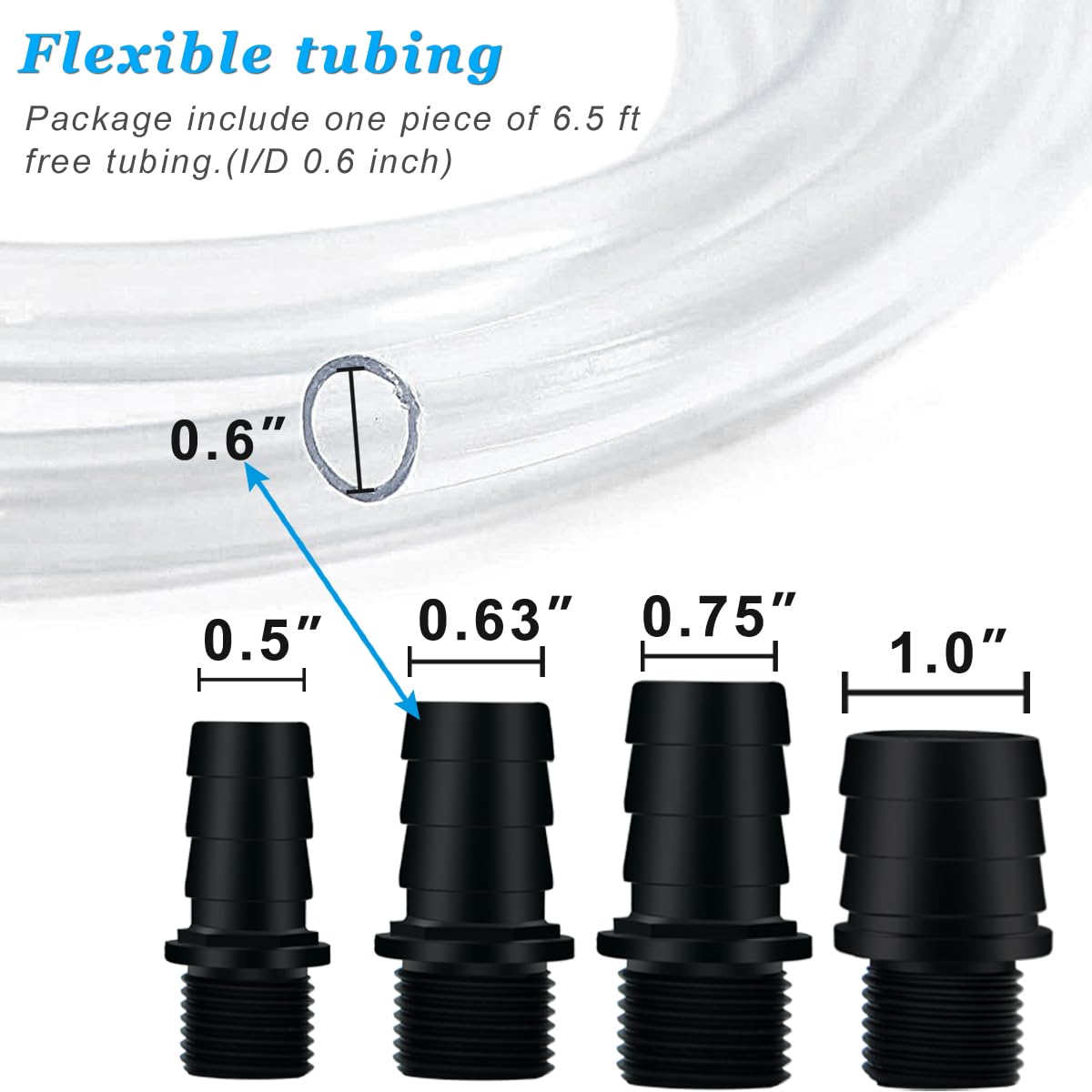 PULACO Large Flow: 800GPH（3000L/H）Submersible Pump with 6.5 ft Tubing, 45Watt Durable Fountain Water Pump With 4 Nozzles For Above 80 gallons Fish Tank or Pond