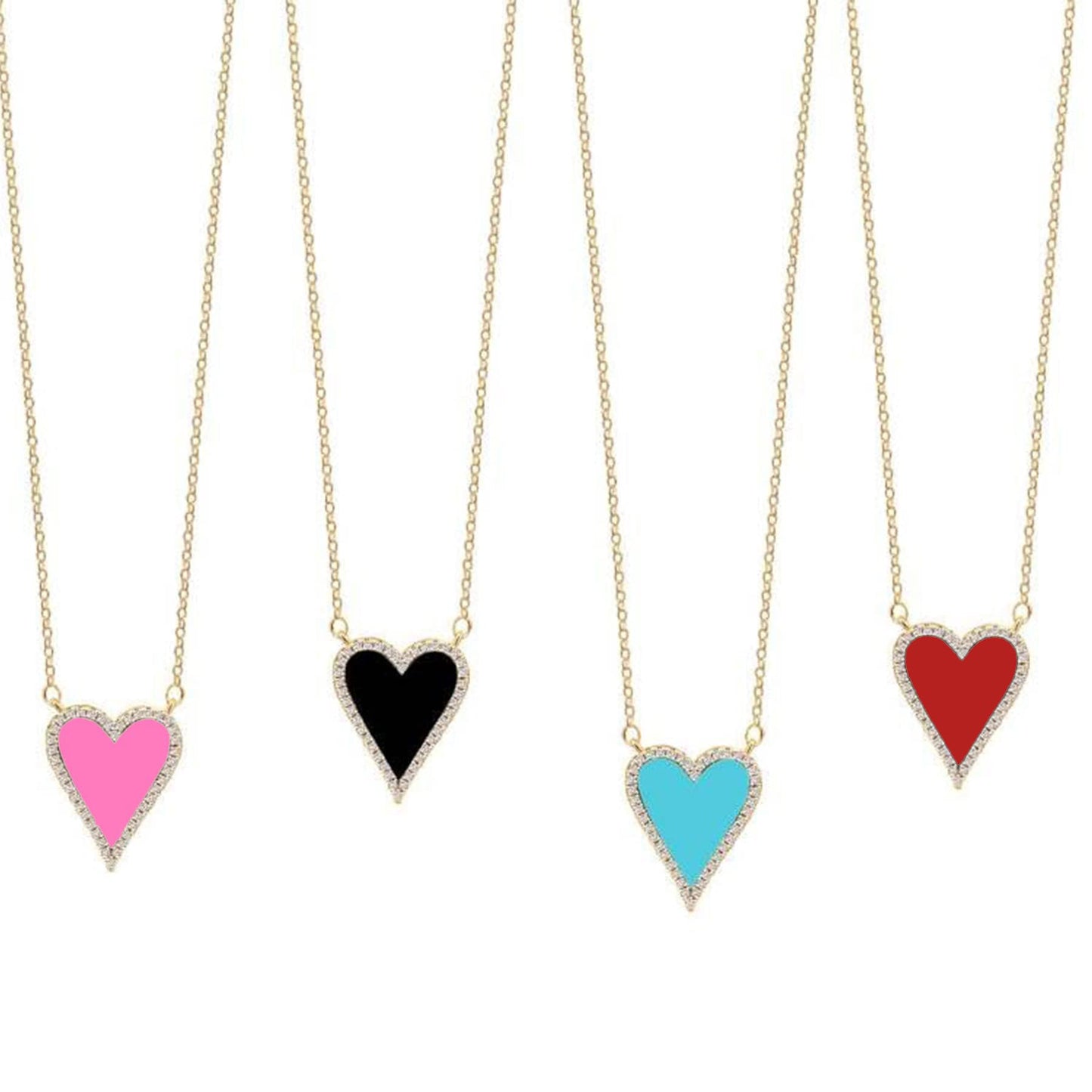 JINGDR Red Heart Necklace for Women Carnelian Crystal Trendy Jewelry Love Heart Gemstone Pendant, Gold Plated Heart Paperclip Chain Necklace Cute Heart Necklaces for Women Dainty Jewelry (Red)