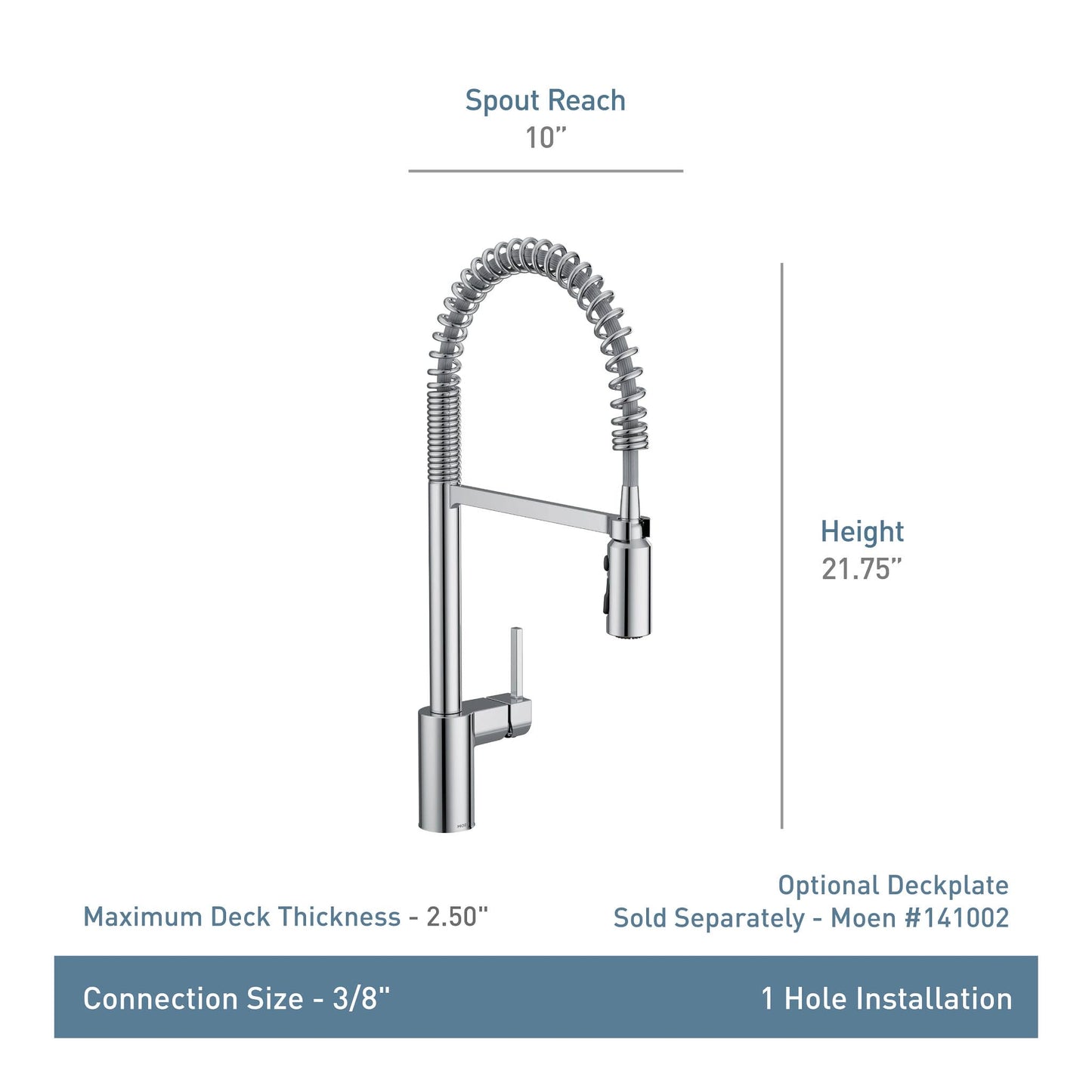 Moen Align Matte Black One-Handle Single Hole Pre-Rinse Spring Kitchen Faucet with Pull Down Sprayer and Power Boost, 5923BL