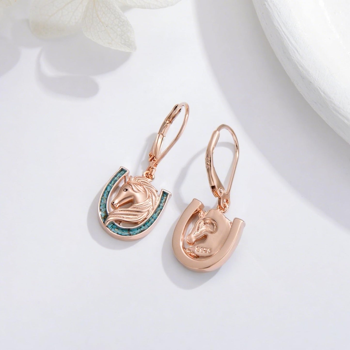 YYmqmq Horse Earrings for Women 925 Sterling Silver Turquoise Western Dangle Earrings Leverback Country Jewelry Horse Gifts for Women Girlfriend Daughter Wife