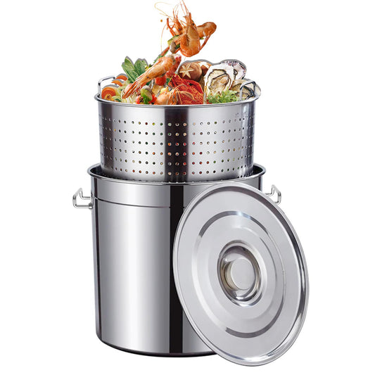Sedeke 80-Quart Stainless Steel Seafood Boil Pot with Lid,Crab, Lobster, Shrimp Boil Stock with Strainer, Turkey Fryer Pot, Stock Pot Boiler Deep,Fried Cooker for Commercial Outdoors