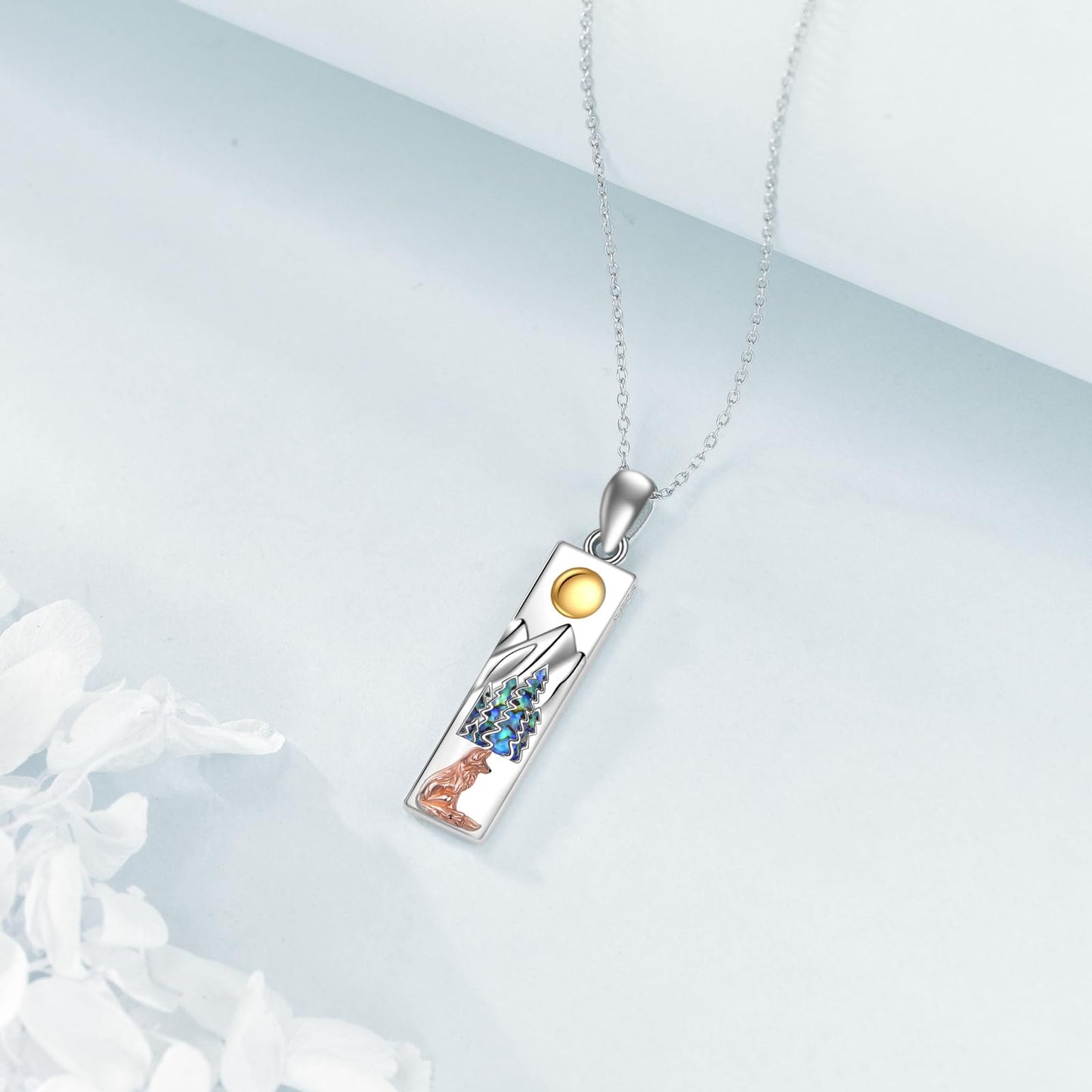 YFN Fox Mountain Necklace for Women Sterling Silver Nature Jewelry Gift for Skiers, Hikers, Campers, Climbers and Nature Lovers