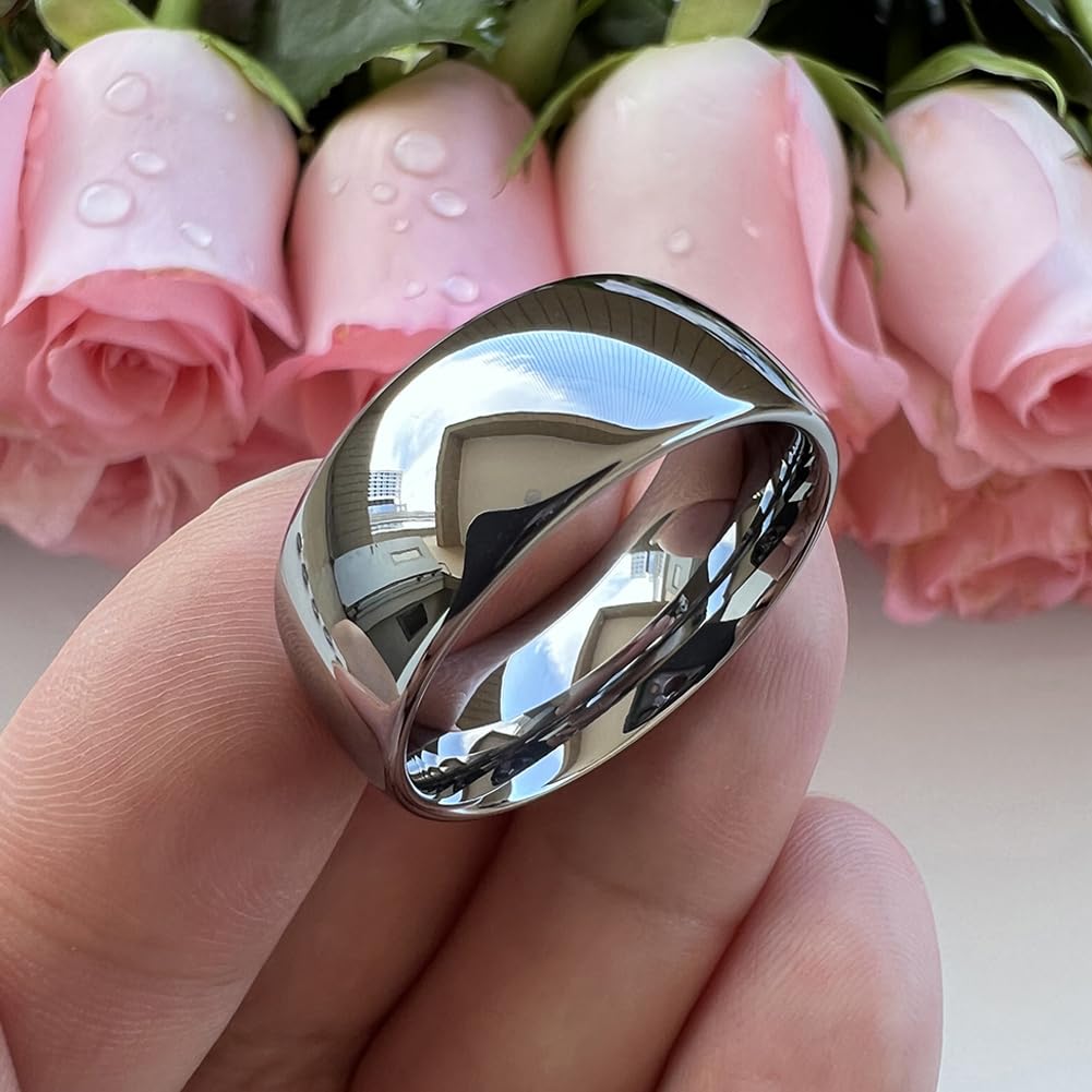 TUTISS 10mm Tungsten Rings for Men Women Engagement Wedding Bands Domed Polished Comfort Fit Size 9