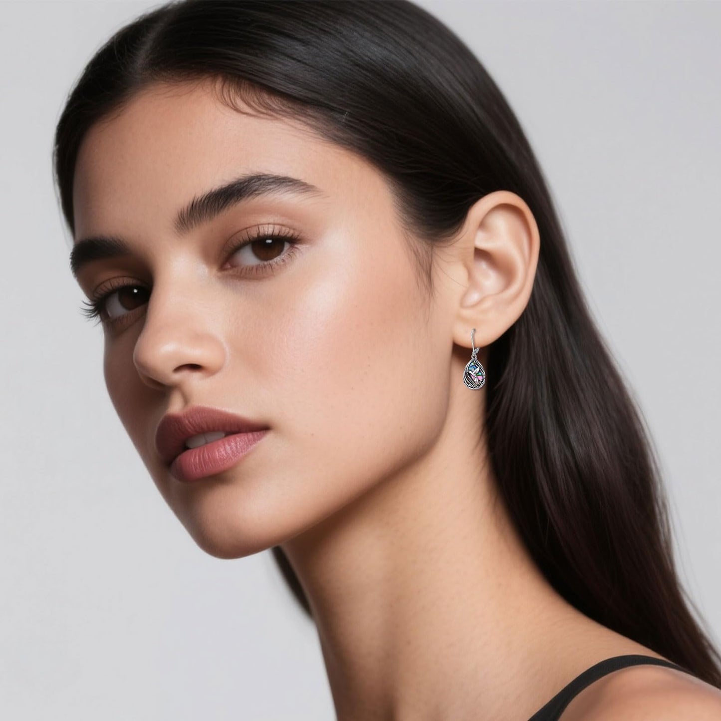 YYmqmq Abalone Hummingbird Earrings for Women 925 Sterling Sliver Humming Bird Dangle Drop Earrings Leverback Hummingbird Jewelry Gifts for Women Girlfriend Mom Birthday Gifts