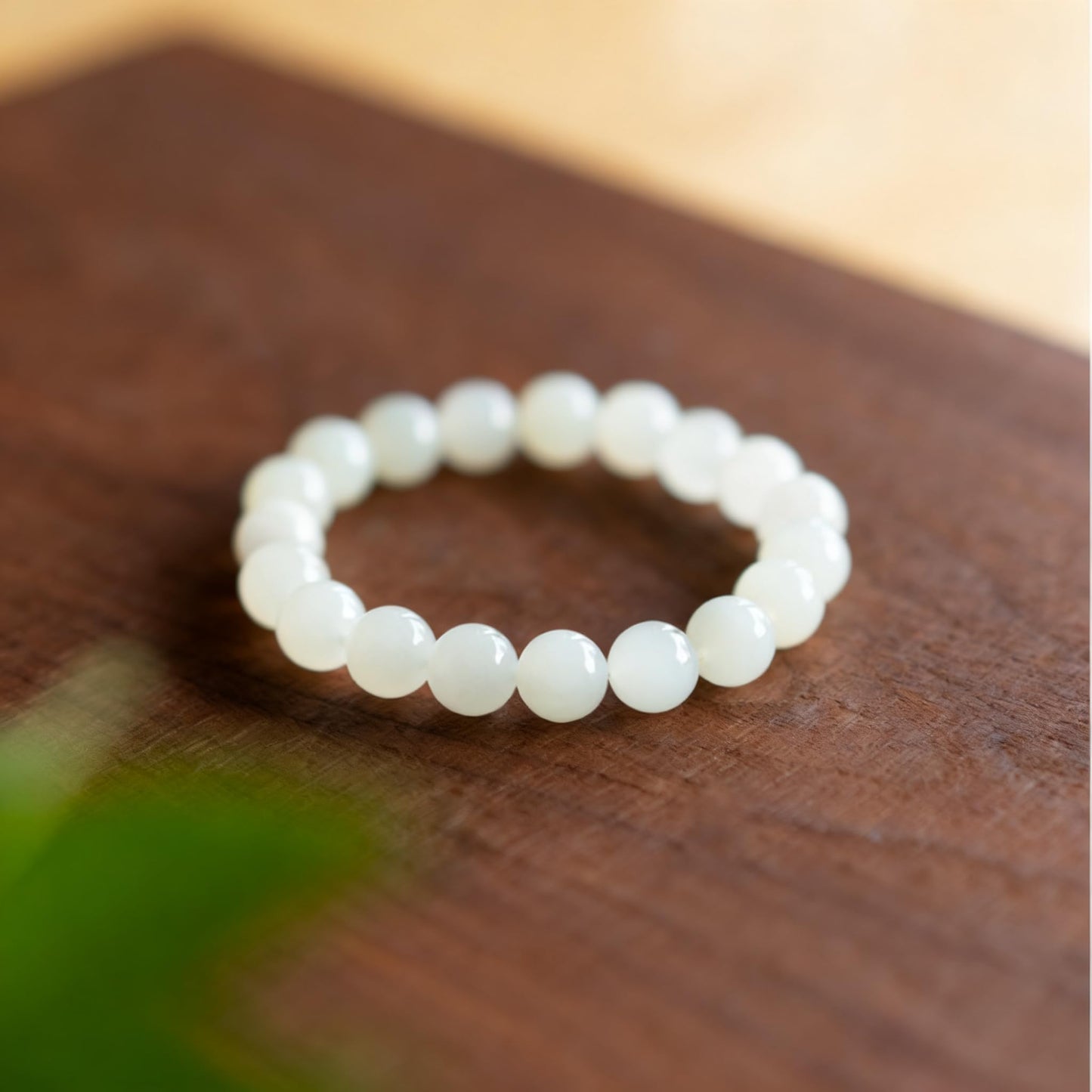 Cryhand White Jade Bracelets For Men Protection Healing Crystal Bracelet For Women Spiritual Charms Stretchy 8mm Beaded Lucky Handmade Anxiety Braceletss