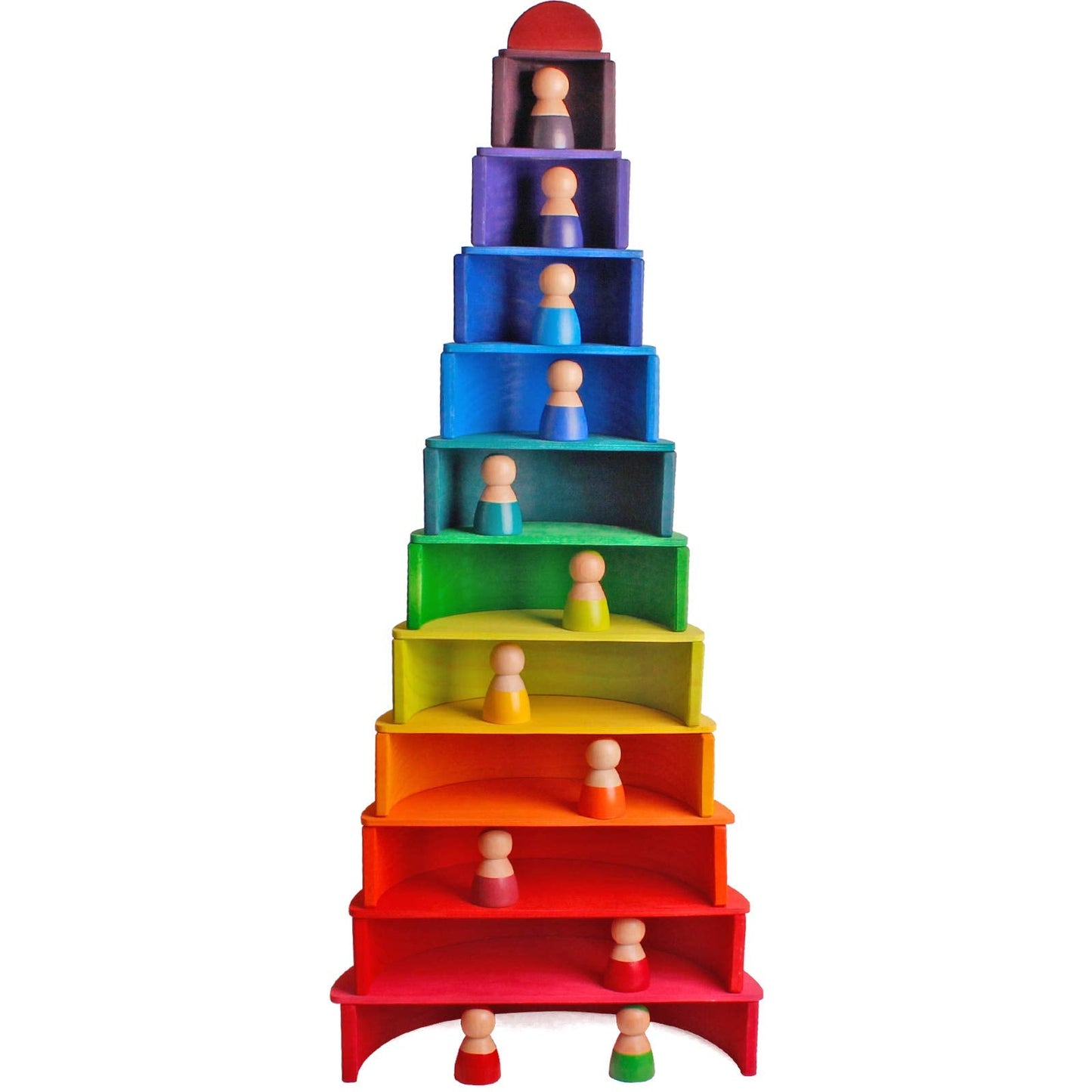 Dinhon 11Pcs Semicircle Stacking Toys Game Rainbow Stacker Wood Building Blocks Set for Kids Construction Building Toys Set Preschool Wooden Blocks for Boys Girl Colorful Learning Educational Toys