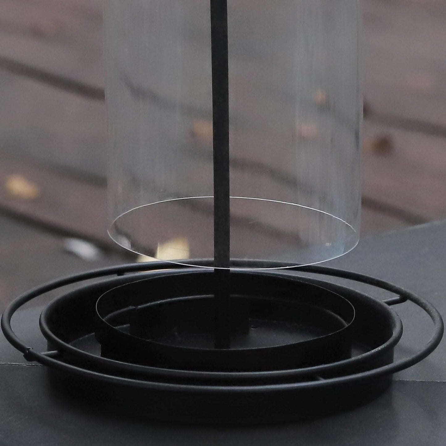 KiRuan Deco Bird Feeders for Outdoors,Hanging Bird Feeder with Locking Lid, Metal Birdfeeder with 17.5cm Weatherproof Large Roof&Tray,3 Feeding Perches,Chew-Proof, Black,1 Pack