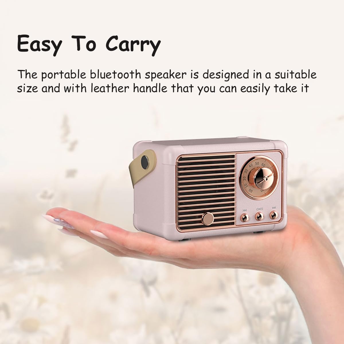 Baolira Retro Bluetooth Speaker, Portable Wireless Speaker with Crystal Clear Stereo Sound Rich Bass, Best Birthday Gifts Ideas for Women Teenage (Pink)