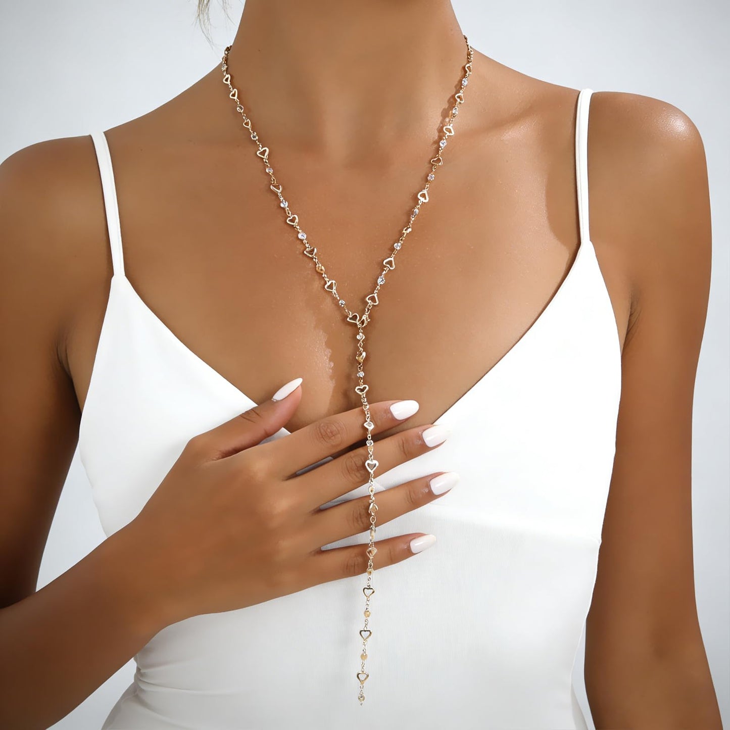 ENGCKSHI Necklace for Women, Dainty Long 14K Gold Y-Shaped Necklace Jewelry Trendy Beaded Layered Chain Drop Necklaces Jewelry Women Gifts
