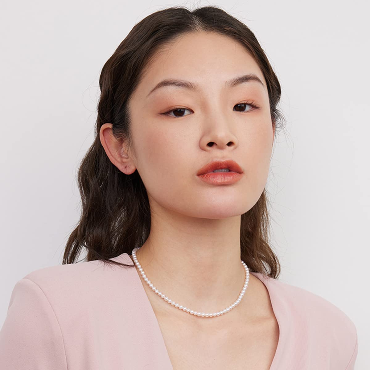 Aleasha 14" 4mm Pearl Choker for Women Faux Small White Pearl Strand Necklace Jewelry Gifts