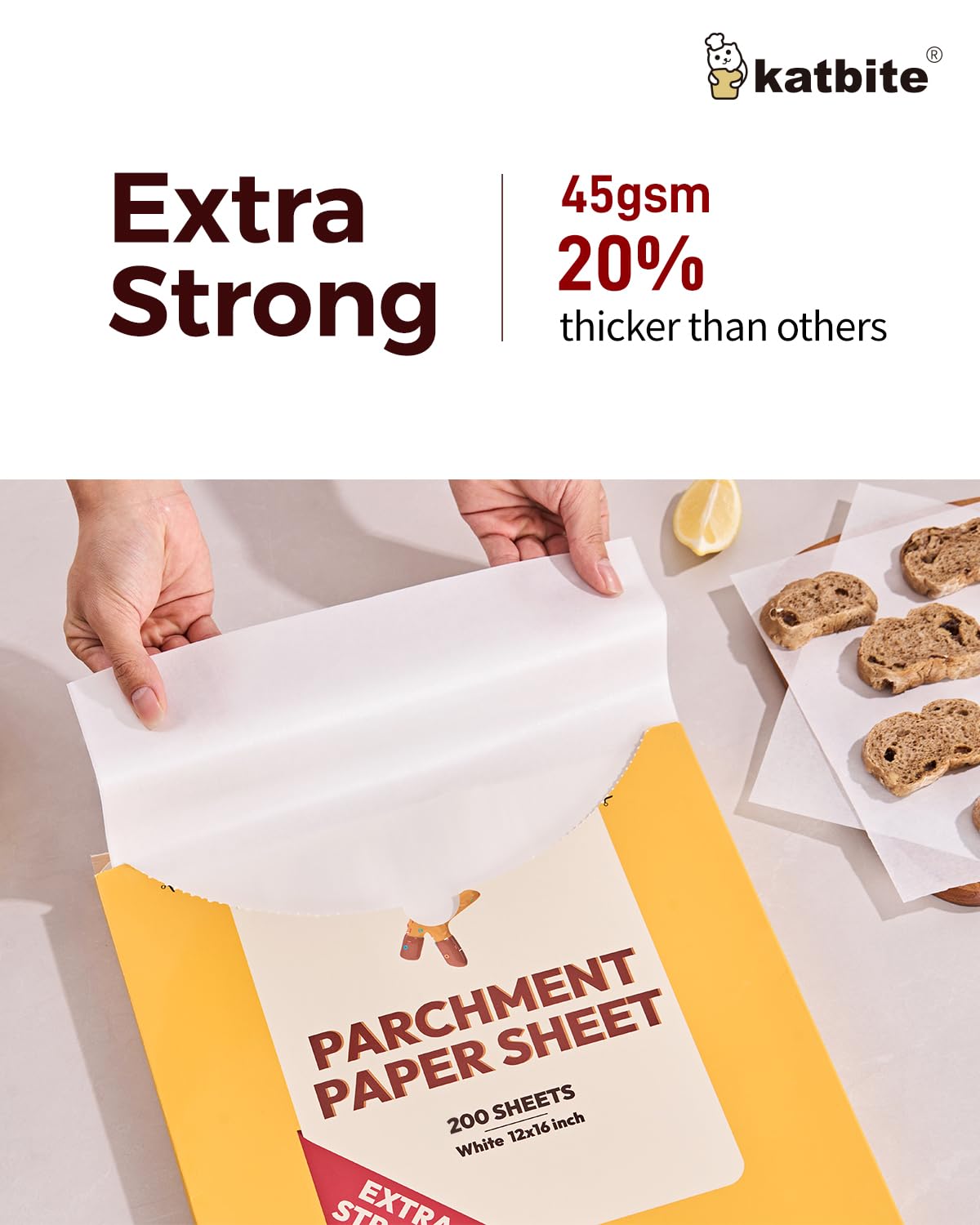 Katbite 200PCS 12x16 In Heavy Duty Flat Parchment Paper, Parchment Paper Sheets for Baking Cookies, Cooking, Frying, Air Fryer, Grilling Rack, Oven(12x16 Inch) [Extra Strong Series]