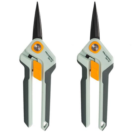 PrunePro Garden Scissors Pruning Shears Sharp Stainless Steel Non-Stick Teflon Coating Blade for Precise Cuts Garden Snip Bonsai Clippers for Plants Rose Flower 2 Pack