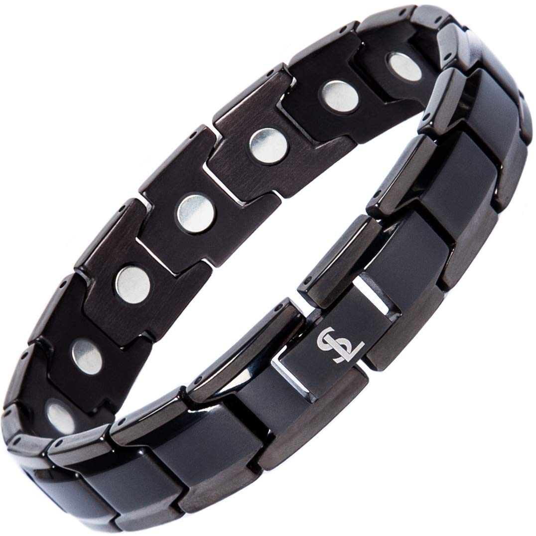 Smarter LifeStyle Elegant Titanium Magnetic Bracelet for Men And Women- Adjustable Bracelet Length with Sizing Tool for Perfect Fit, Women Mens Bracelet (Black)