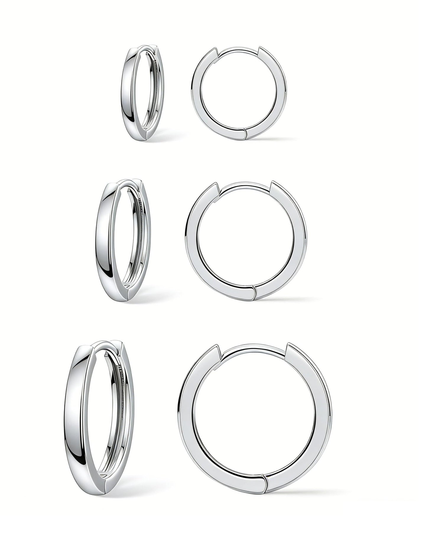 3Pairs Gold Hoop Earrings Set for Women Trendy Chunky Huggie Dainty Earring Jewelry for Women Teens (Silver - 3 Pairs Set)