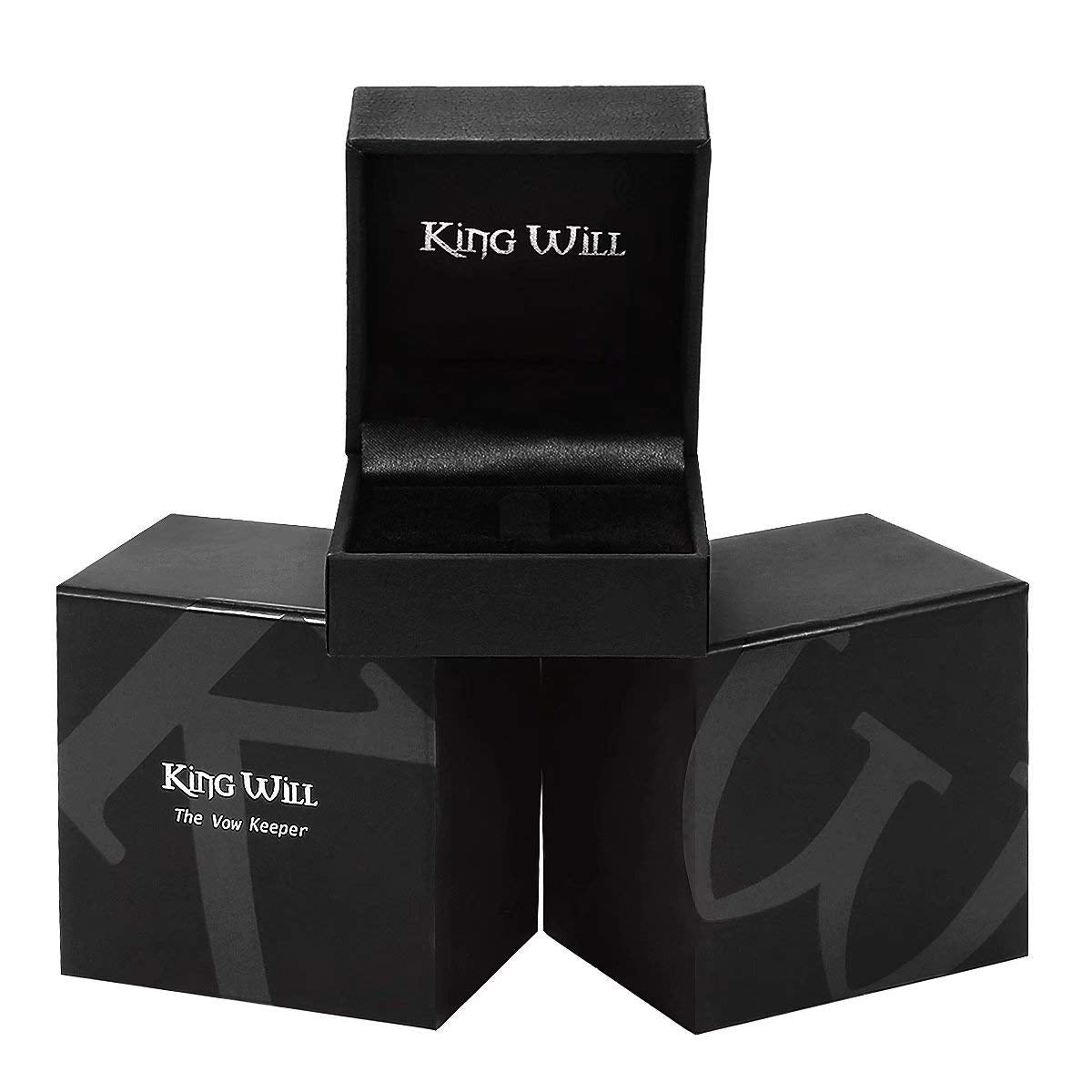 King Will 7mm Men's Black Wedding Ring - Brushed Matte Surface, Beveled Polished Edge, Comfort Fit Size 9