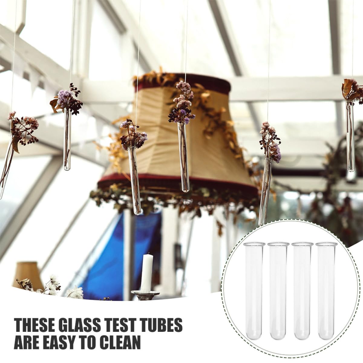 UTHCLO 4Pcs Glass Test Tube Vases for Plant Propagation, Hydroponic Glass Planter Tubes 2.5X3X18Cm, Desktop Terrarium Plant Holders for Home Garden Decoration