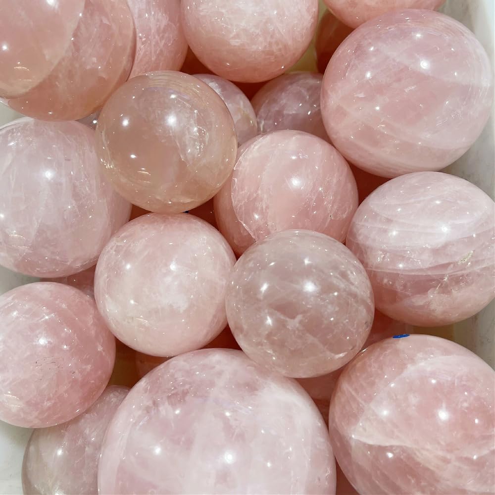 4-5CM/1.58-1.97inch Natural Pink Crystal Ball Labradorite Sphere Moonstone Stone Crafts Polished Decorative Sphere Reiking Healing Crystals Ball Stone Fengshui Home Decoration (40-50mm, Pink Crystal)